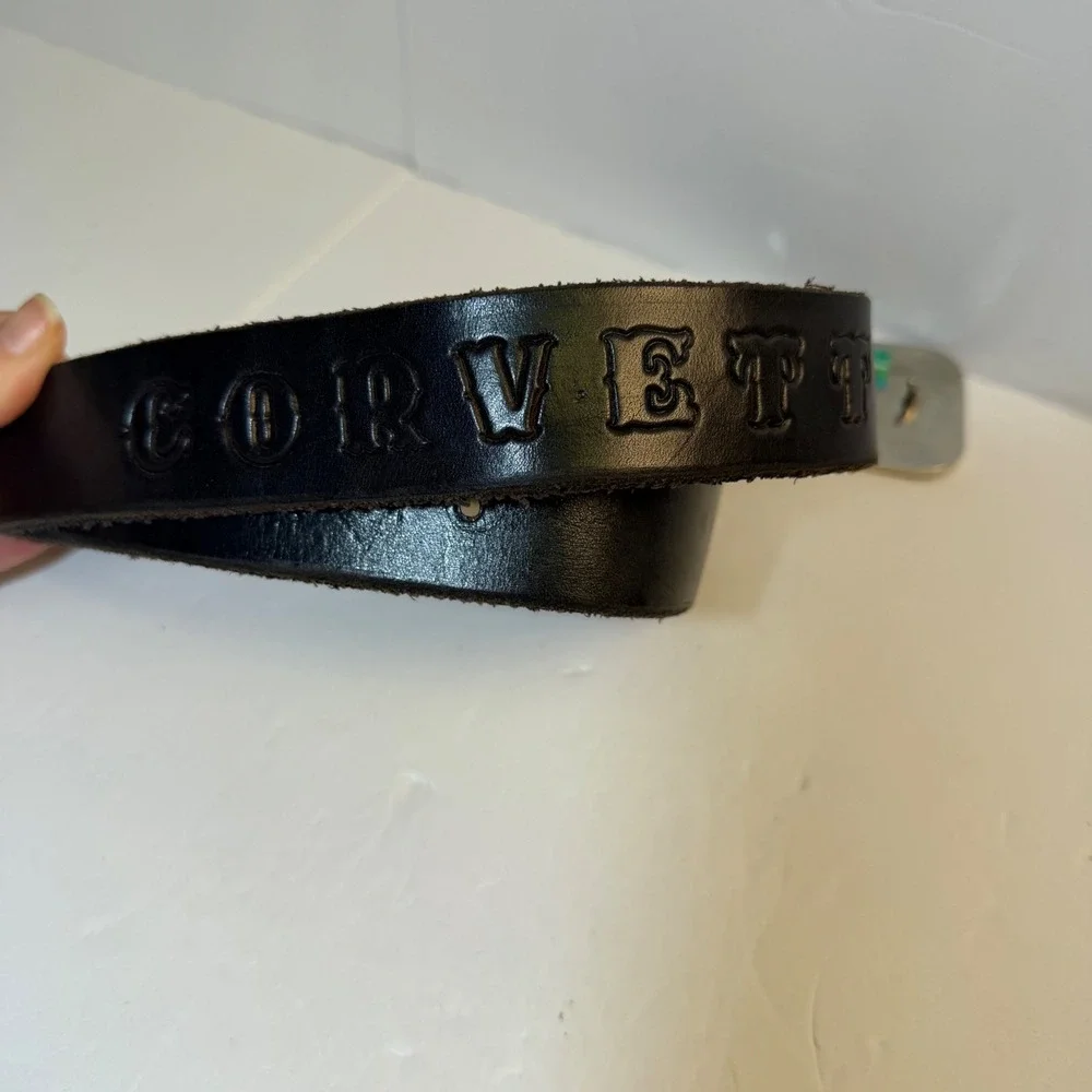 Buckle-Down Chevrolet Corvette Black Leather Belt GM Licensed Logo Buckle 38-40